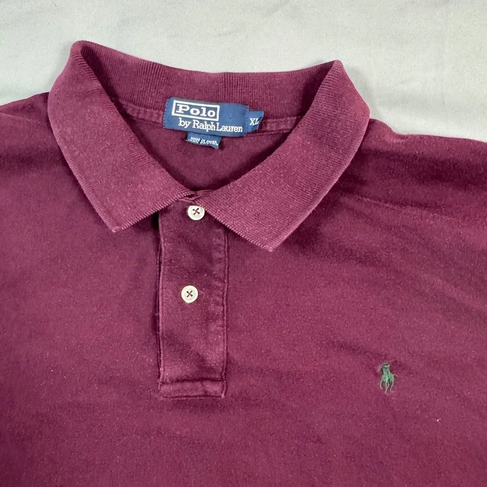 Polo Ralph Lauren Mens XL Long Sleeve Polo Shirt Burgundy Cotton Preppy Academia